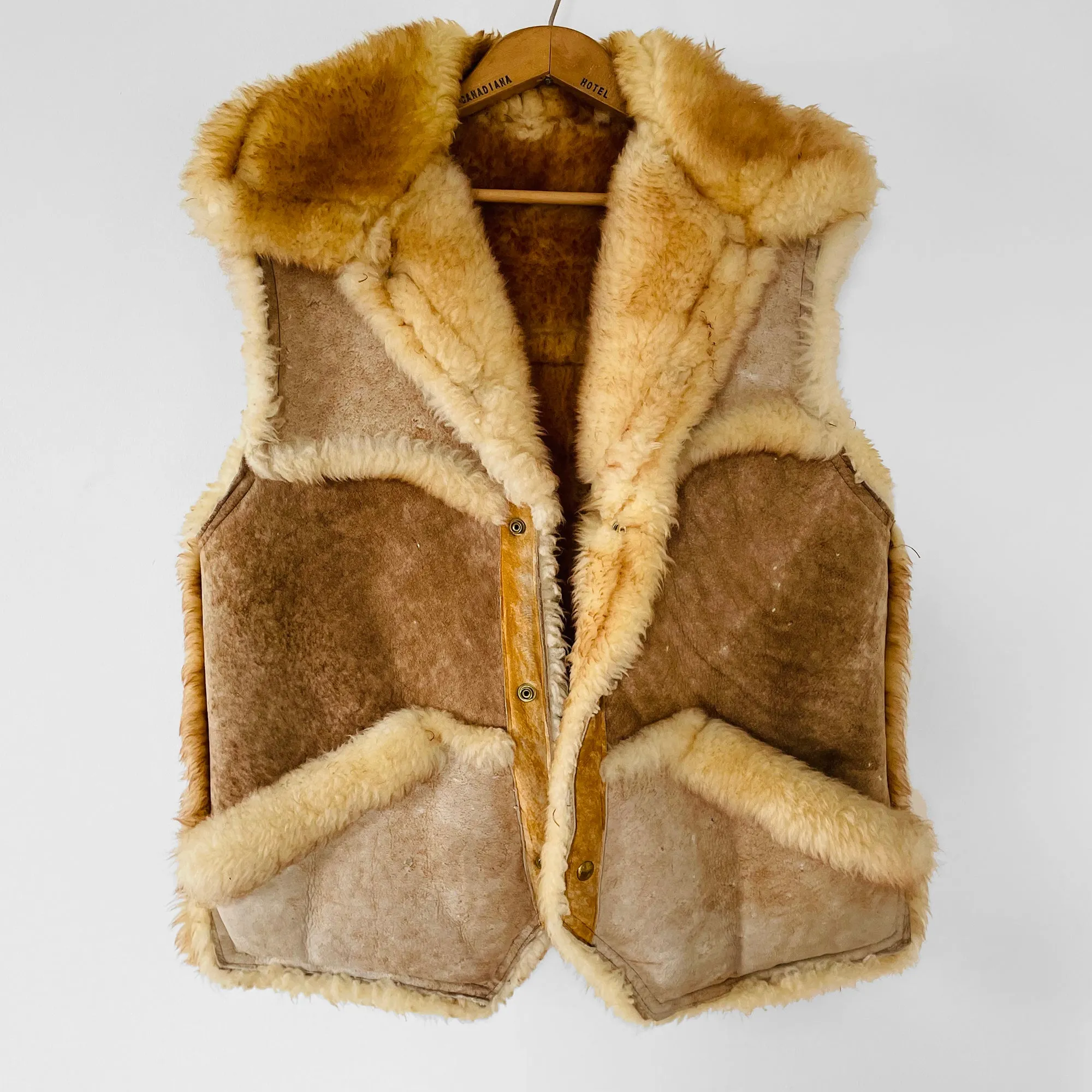 1970s Caribou Clothing Made in Canada Fur Snap-Button Vest