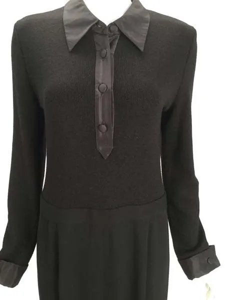1980s Valentino Miss V Black Sweater Knit Jumpsuit