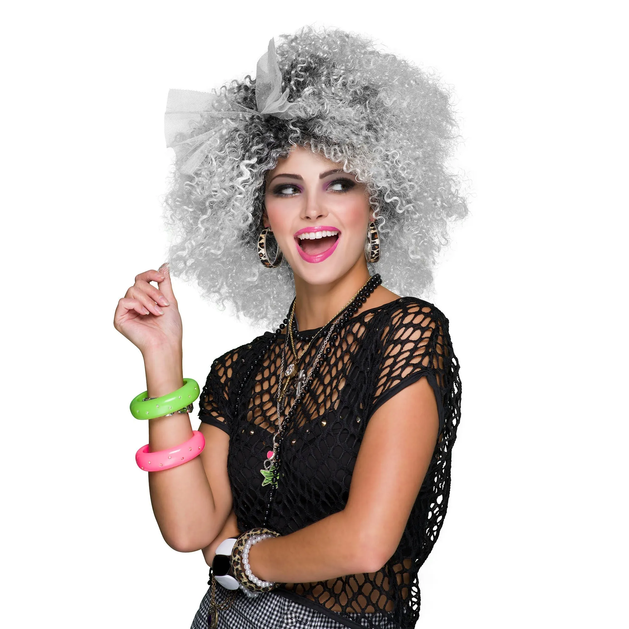 80s Pop Icon Two Tone Grey Tina Turner Wig