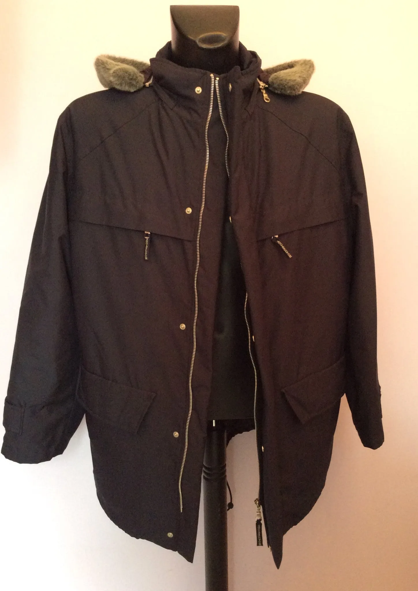 Aquascutum Dark Blue Detachable Hood & Lining Jacket Size M