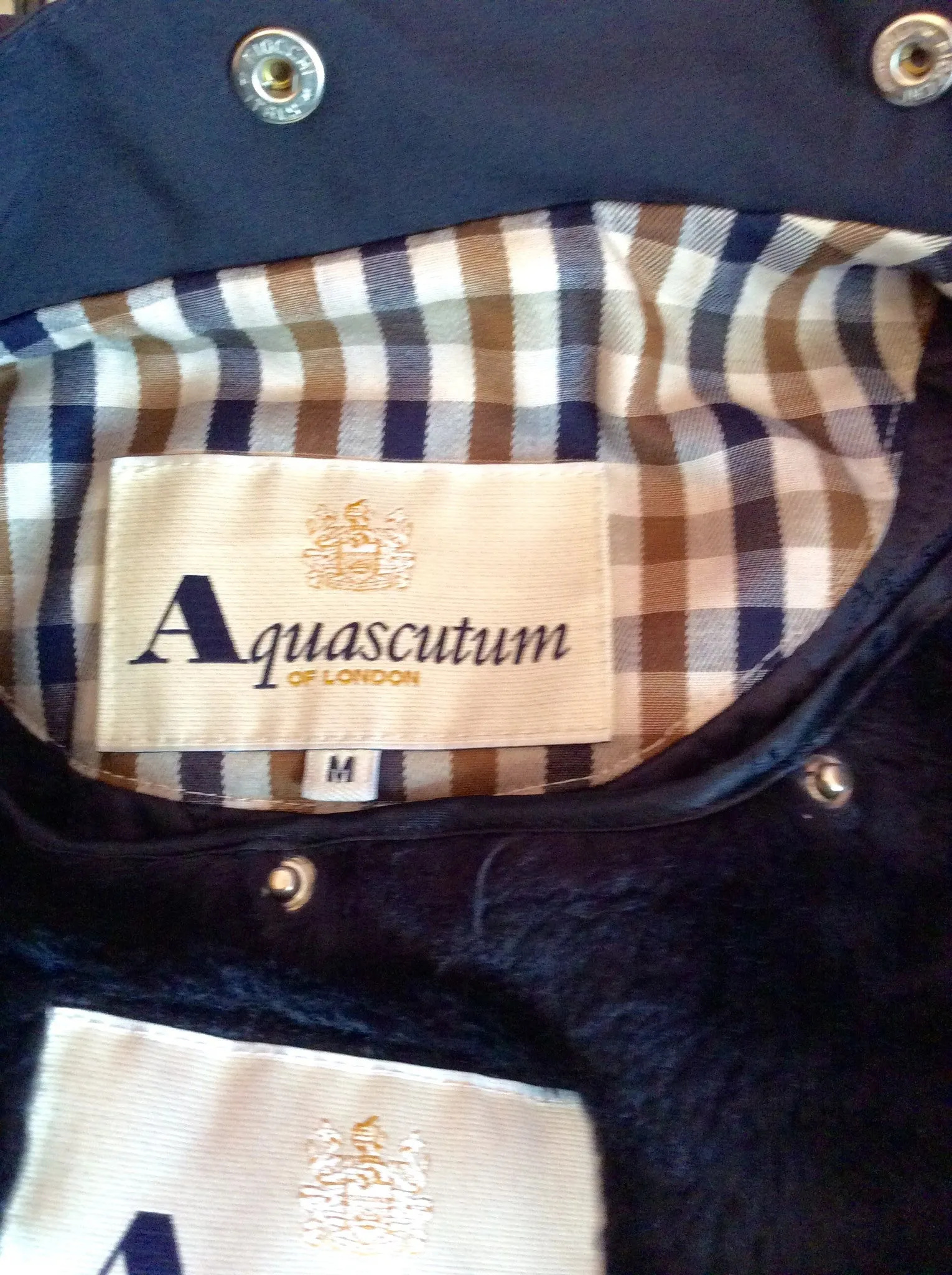 Aquascutum Dark Blue Detachable Hood & Lining Jacket Size M
