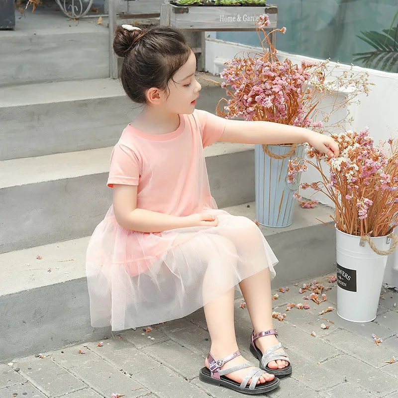 Baby Dress Summer Wholesale  Children's Clothing New Korean Girls Princess Dress Short Sleeved Gauzy Dress One Piece Dropshipping