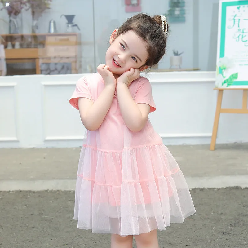 Baby Dress Summer Wholesale  Children's Clothing New Korean Girls Princess Dress Short Sleeved Gauzy Dress One Piece Dropshipping