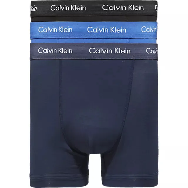 Calvin Klein TRUNK 3 Pack Mens Cotton Stretch Underwear Black/Blu/Blu