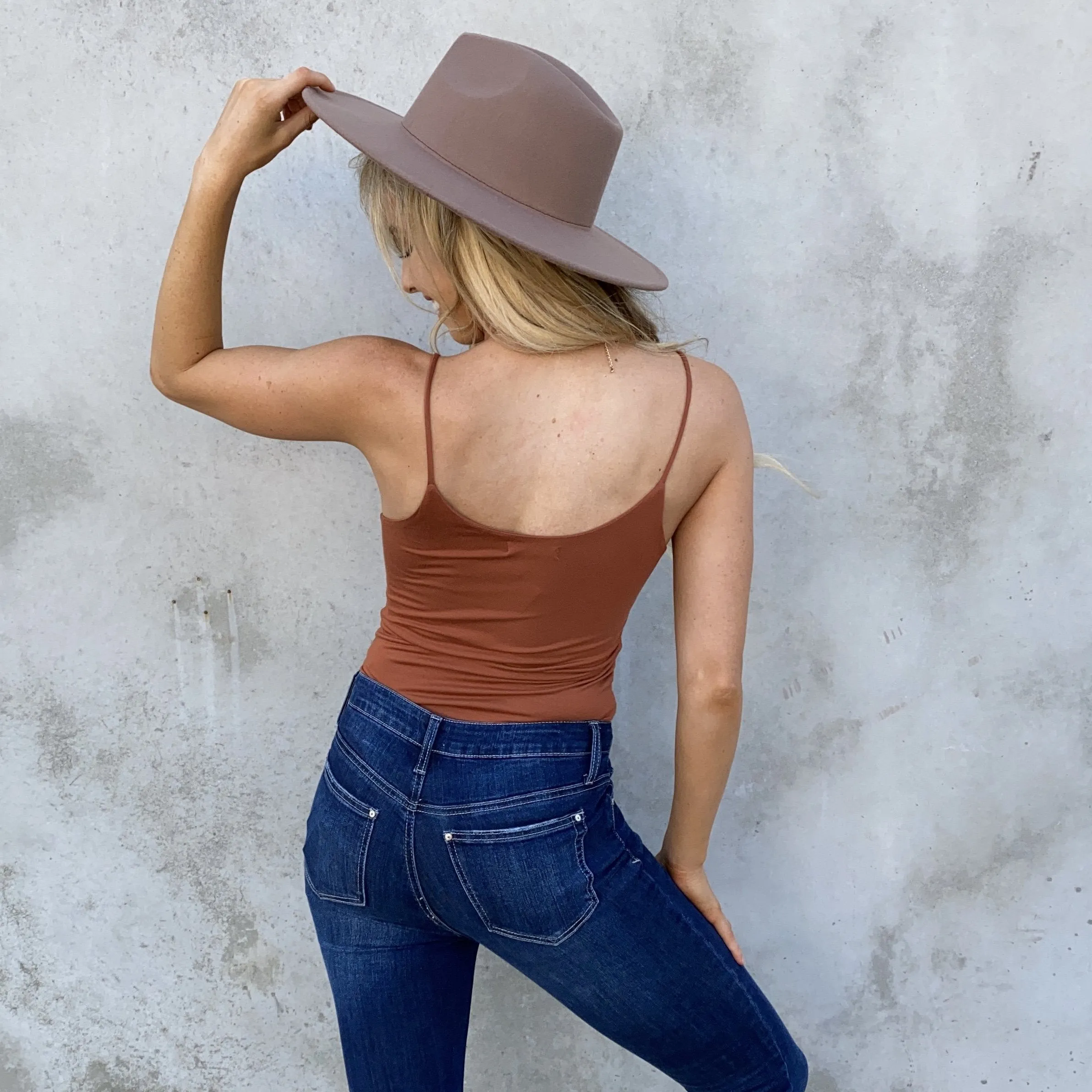 Camel Brown Double Lined Tank Top