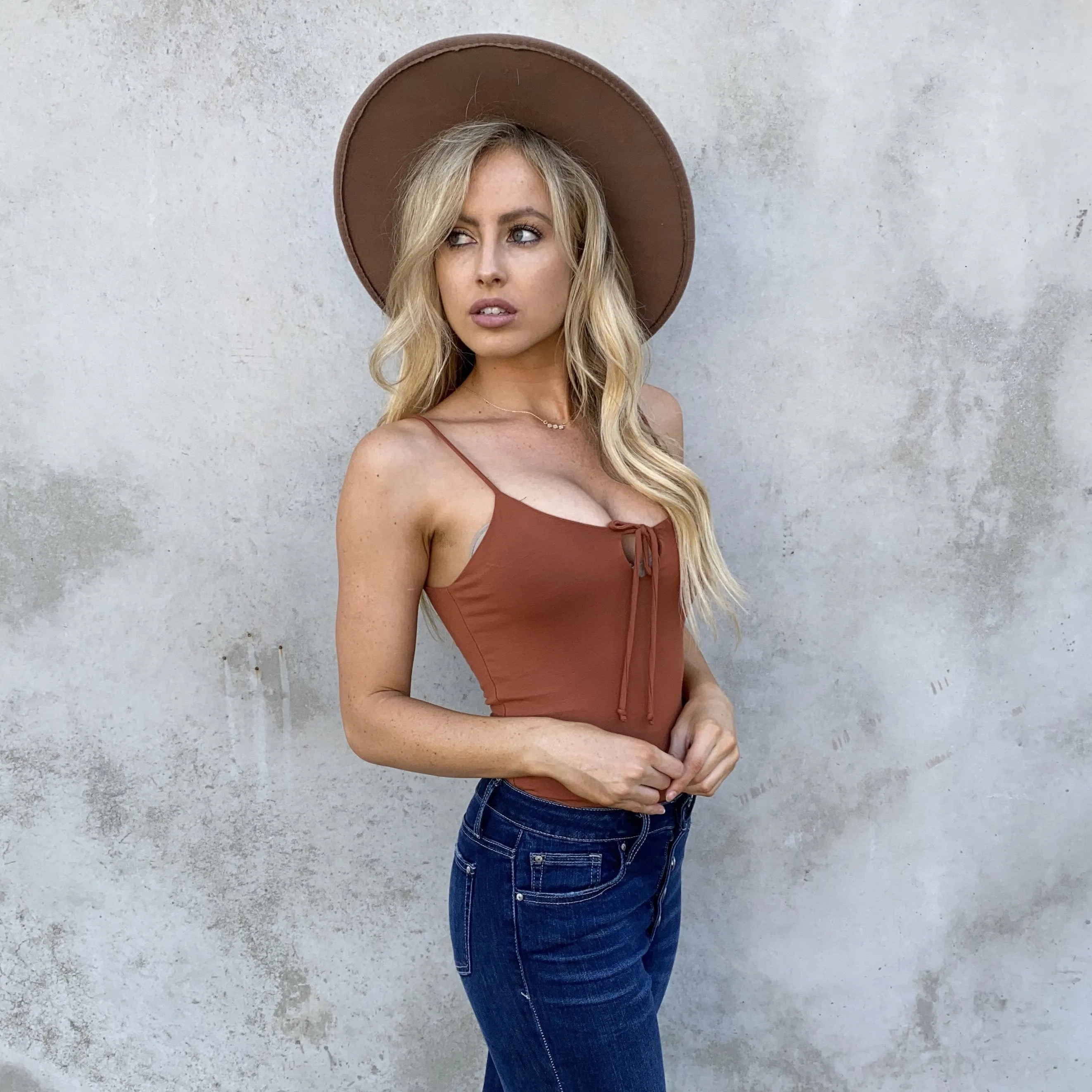 Camel Brown Double Lined Tank Top