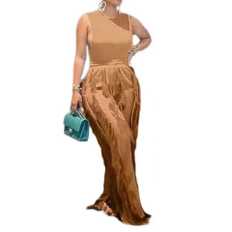 Fashion Tassel Sleeveless Vest Two-Piece Temperament Plus size Jumpsuit (CL10141)