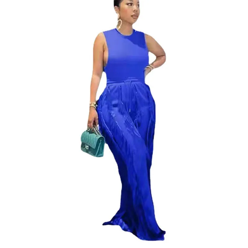 Fashion Tassel Sleeveless Vest Two-Piece Temperament Plus size Jumpsuit (CL10141)