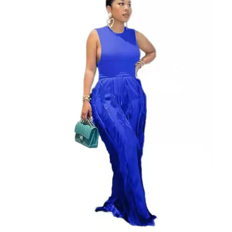 Fashion Tassel Sleeveless Vest Two-Piece Temperament Plus size Jumpsuit (CL10141)