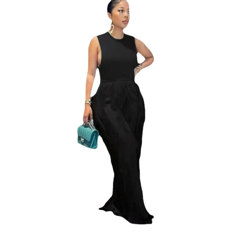 Fashion Tassel Sleeveless Vest Two-Piece Temperament Plus size Jumpsuit (CL10141)