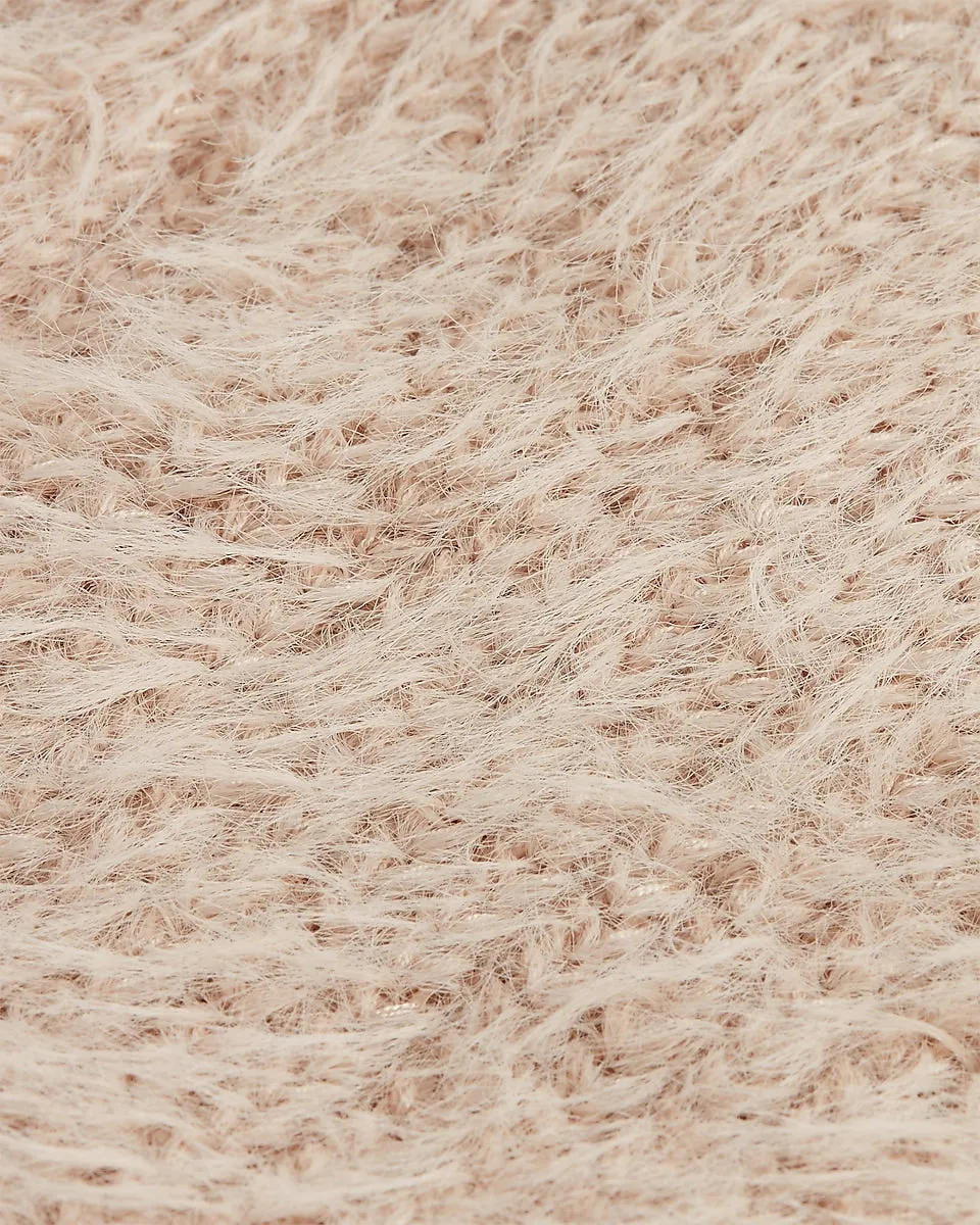 Fuzzy Faux Fur Cowl Neck Sweater in Oyster