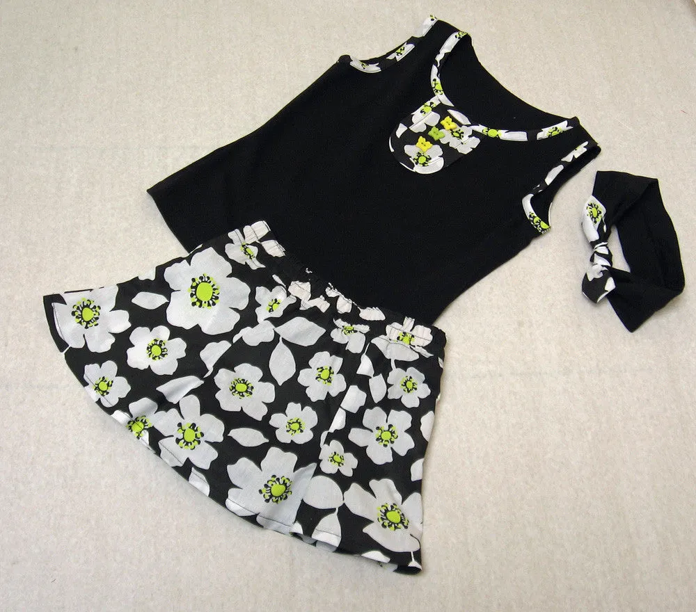 Girls skort/shorts SUZIE SKORT pdf sewing pattern sizes 2 to 14 years, 2 overskirt styles