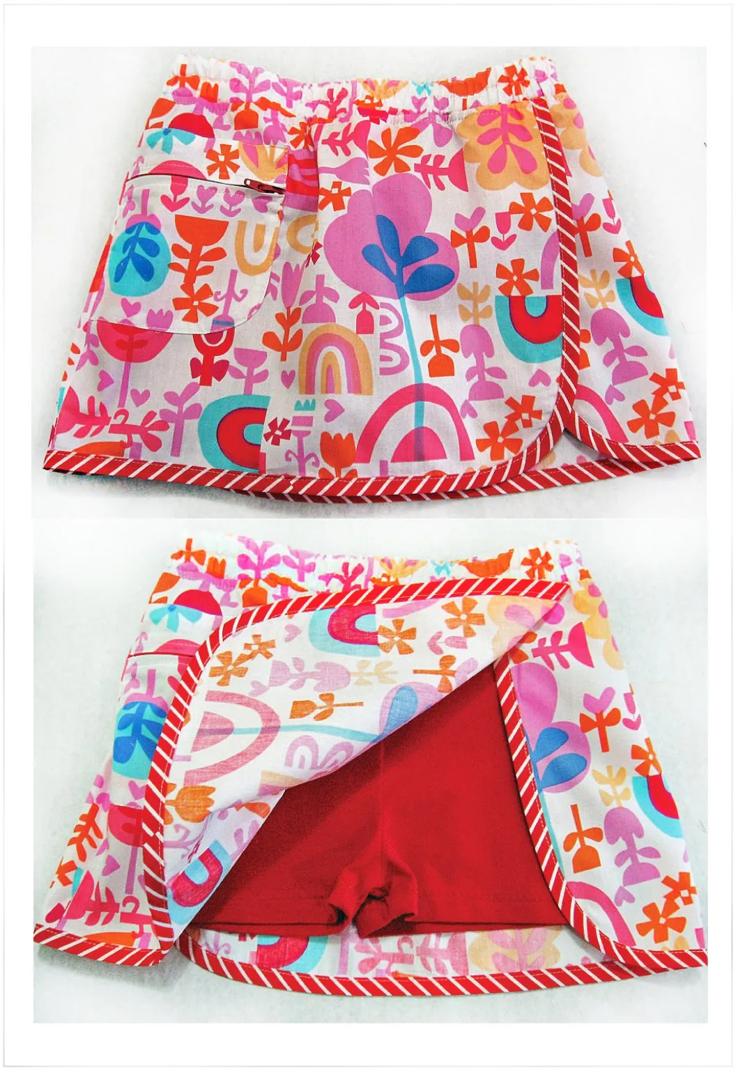 Girls skort/shorts SUZIE SKORT pdf sewing pattern sizes 2 to 14 years, 2 overskirt styles