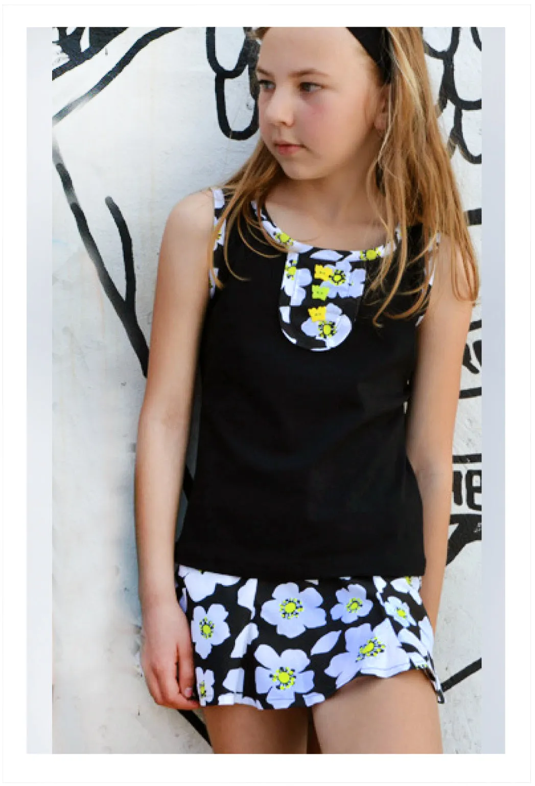 Girls skort/shorts SUZIE SKORT pdf sewing pattern sizes 2 to 14 years, 2 overskirt styles