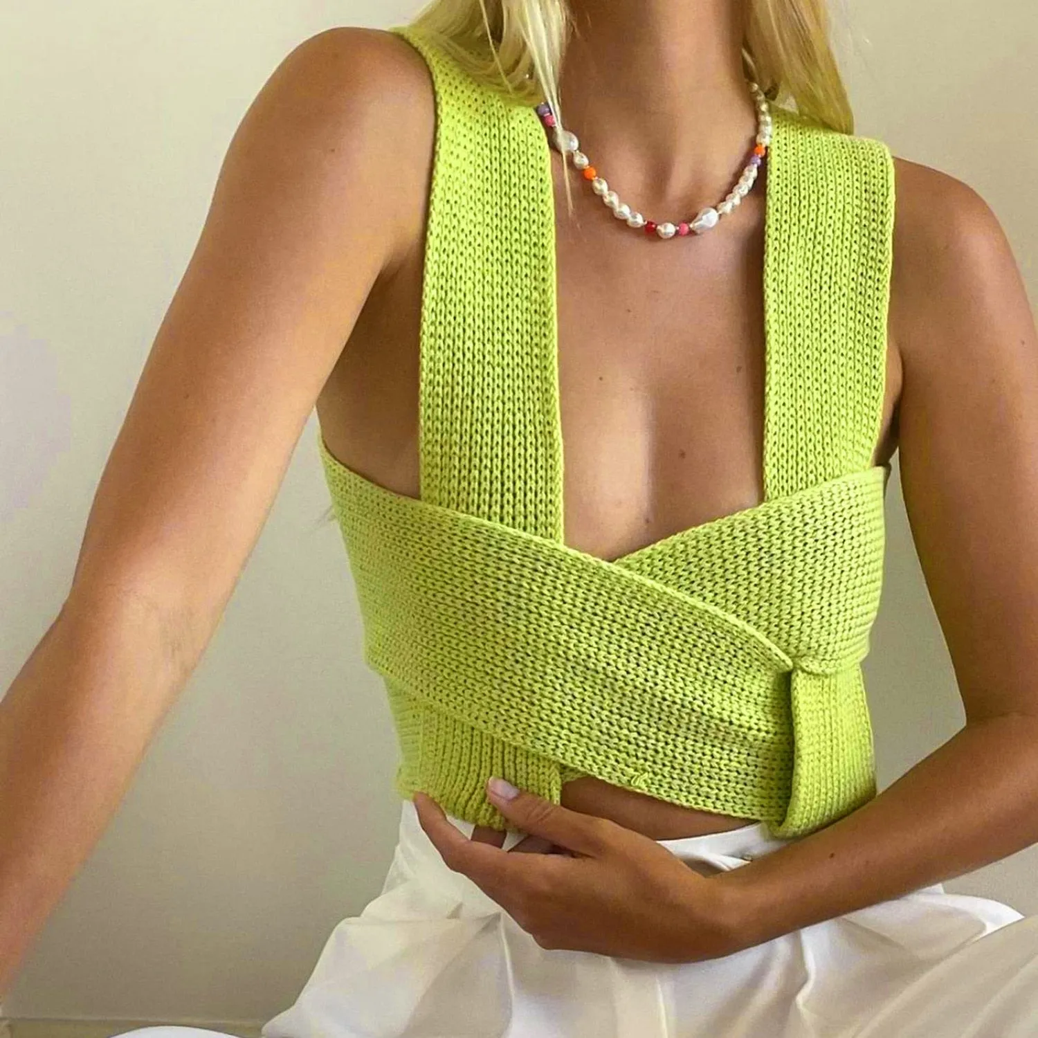 Graduation Dress Sonicelife 2024 Sleeveless Knitted Crop Sweater Autumn Summer Fashion DIY Vest Black Casual Jumper Top Female Pullover Bandage Tops