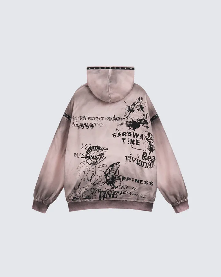 Graffiti Style Zip-Up Hoodie