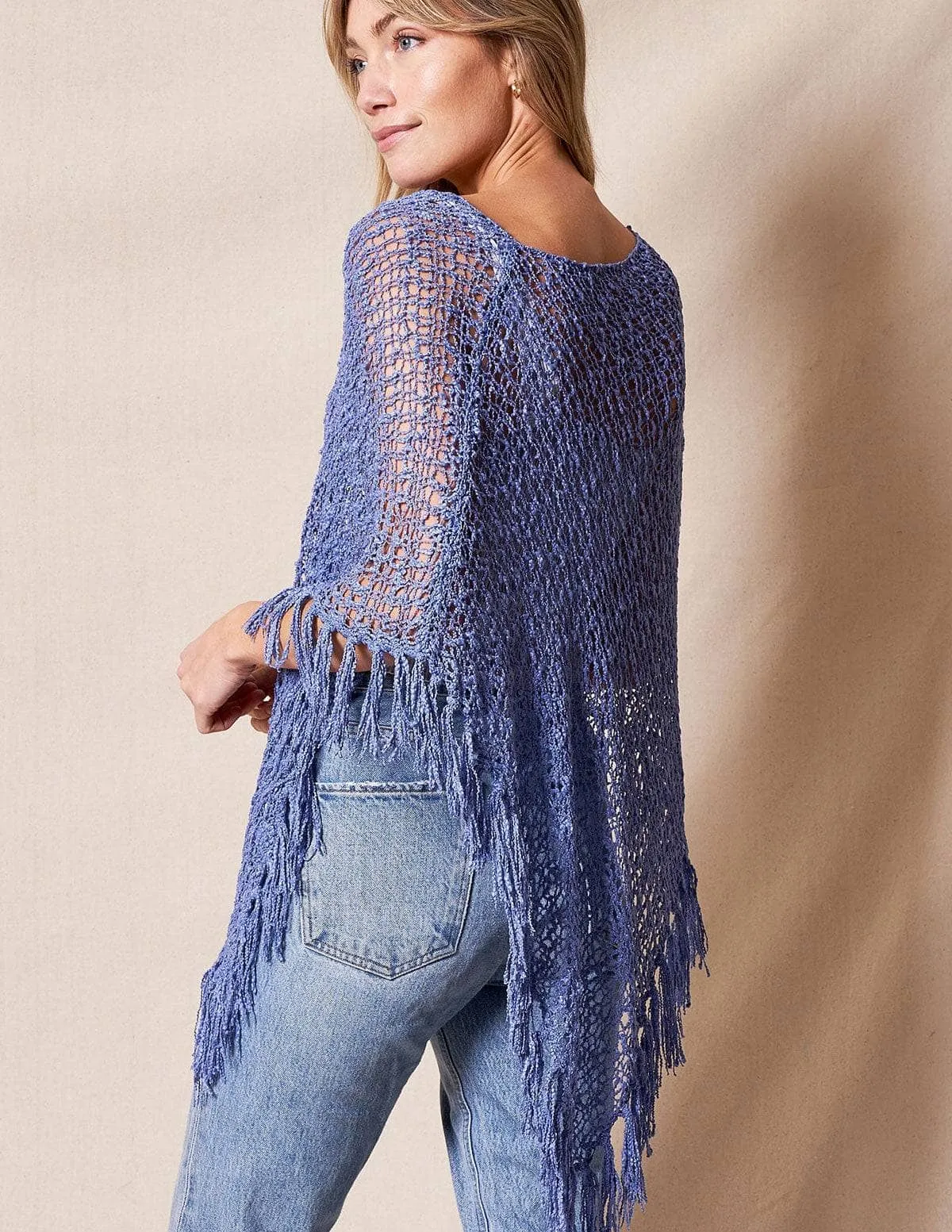 Handwoven Riva Knit Fringe Poncho