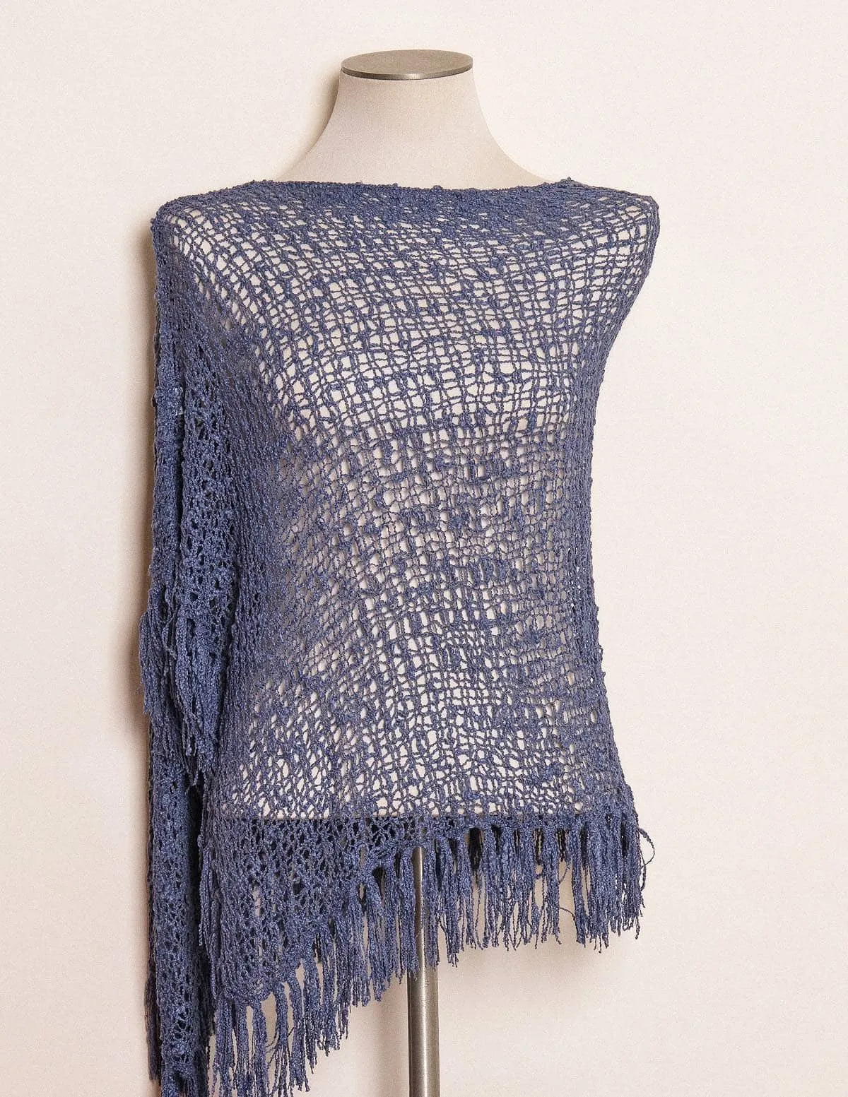 Handwoven Riva Knit Fringe Poncho