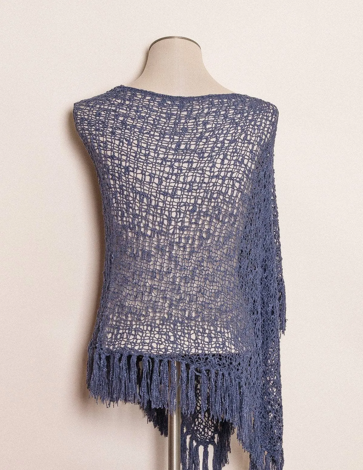 Handwoven Riva Knit Fringe Poncho