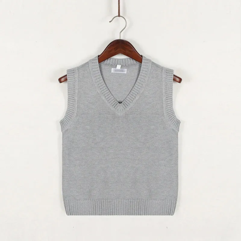 Ilooove Sweater Vest Men Thicken V-neck Sleeveless Knitted Sweaters Vests Striped Retro Preppy-style Simple Chic Loose Casual All-match