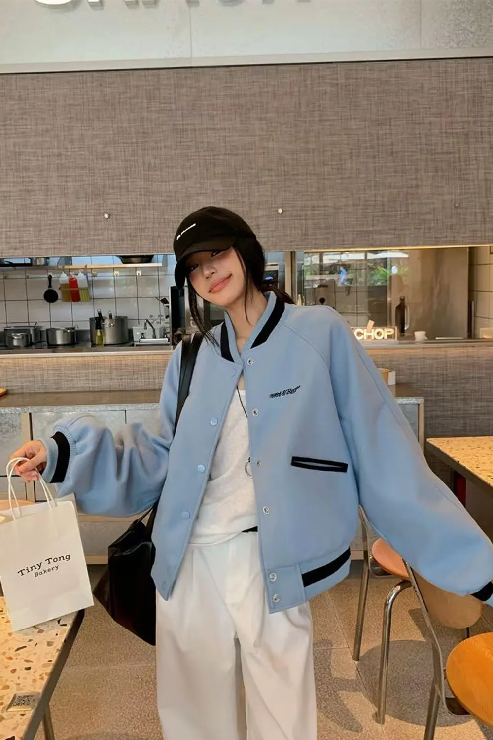 Long Sleeve Sky Blue Colors Baseball Jacket