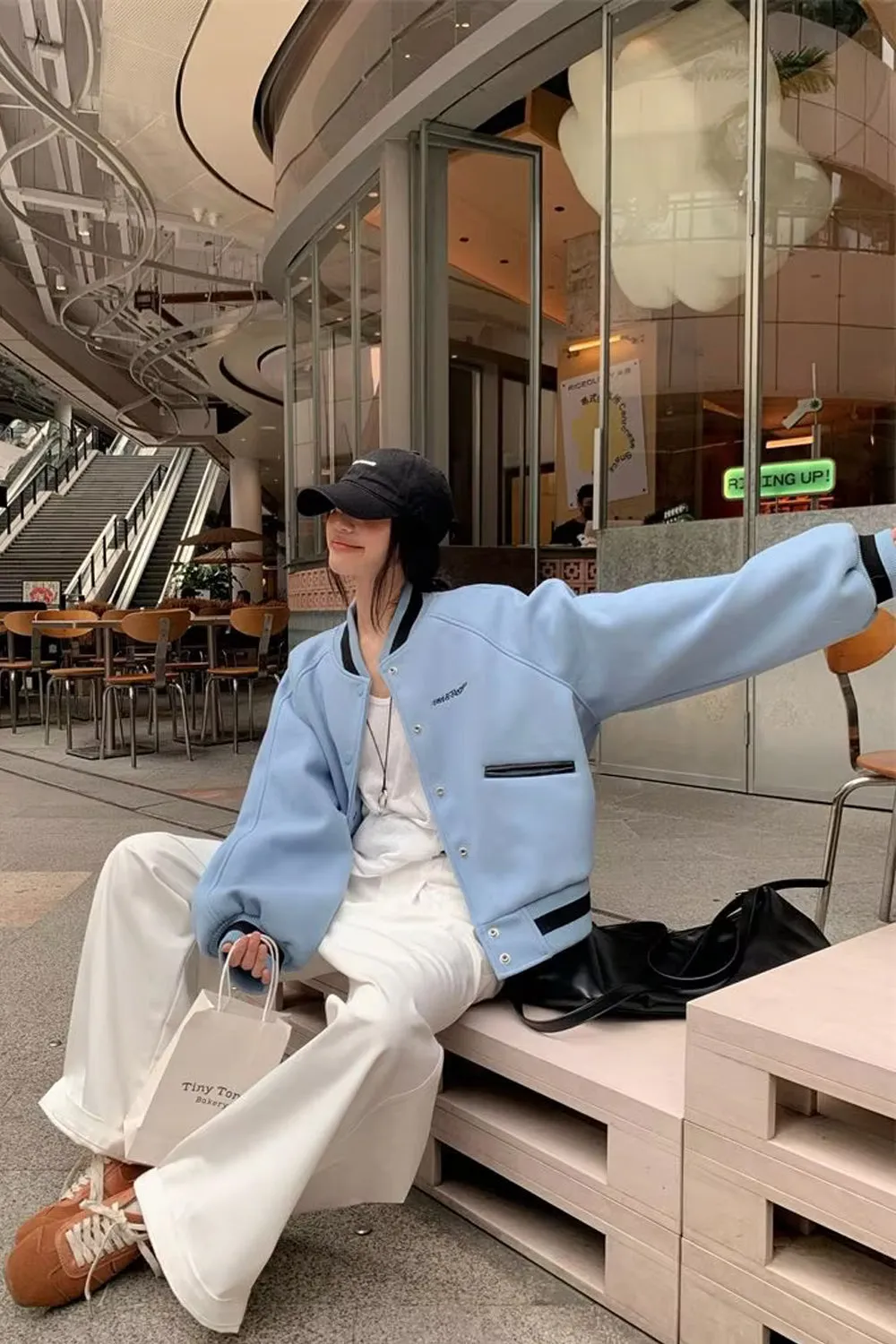 Long Sleeve Sky Blue Colors Baseball Jacket