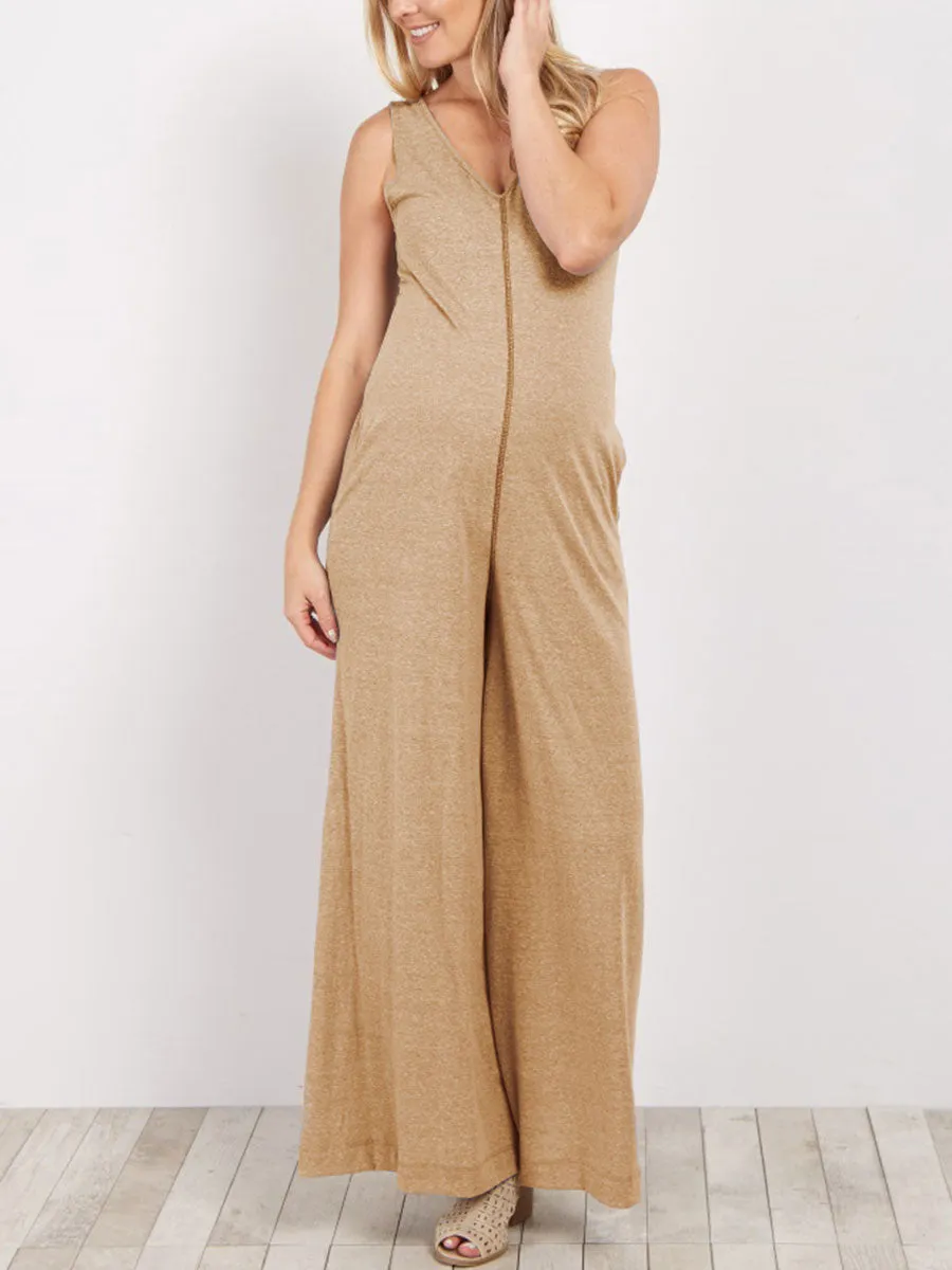 Maternity V-neck Vest Wide-leg Jumpsuit