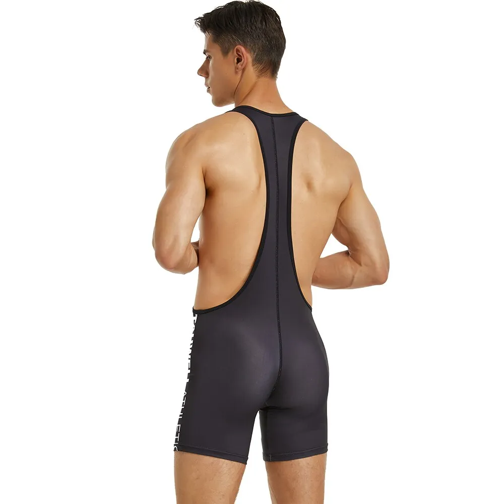 Men's Bodybuilding Tank Tops Jumpsuit Fitness Bodysuit Wrestling Singlet Men One-piece Vest Shapers