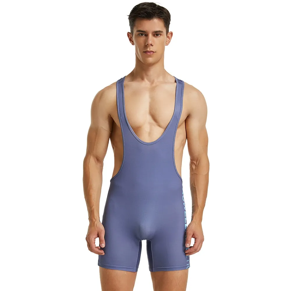 Men's Bodybuilding Tank Tops Jumpsuit Fitness Bodysuit Wrestling Singlet Men One-piece Vest Shapers