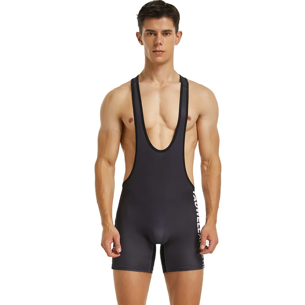 Men's Bodybuilding Tank Tops Jumpsuit Fitness Bodysuit Wrestling Singlet Men One-piece Vest Shapers