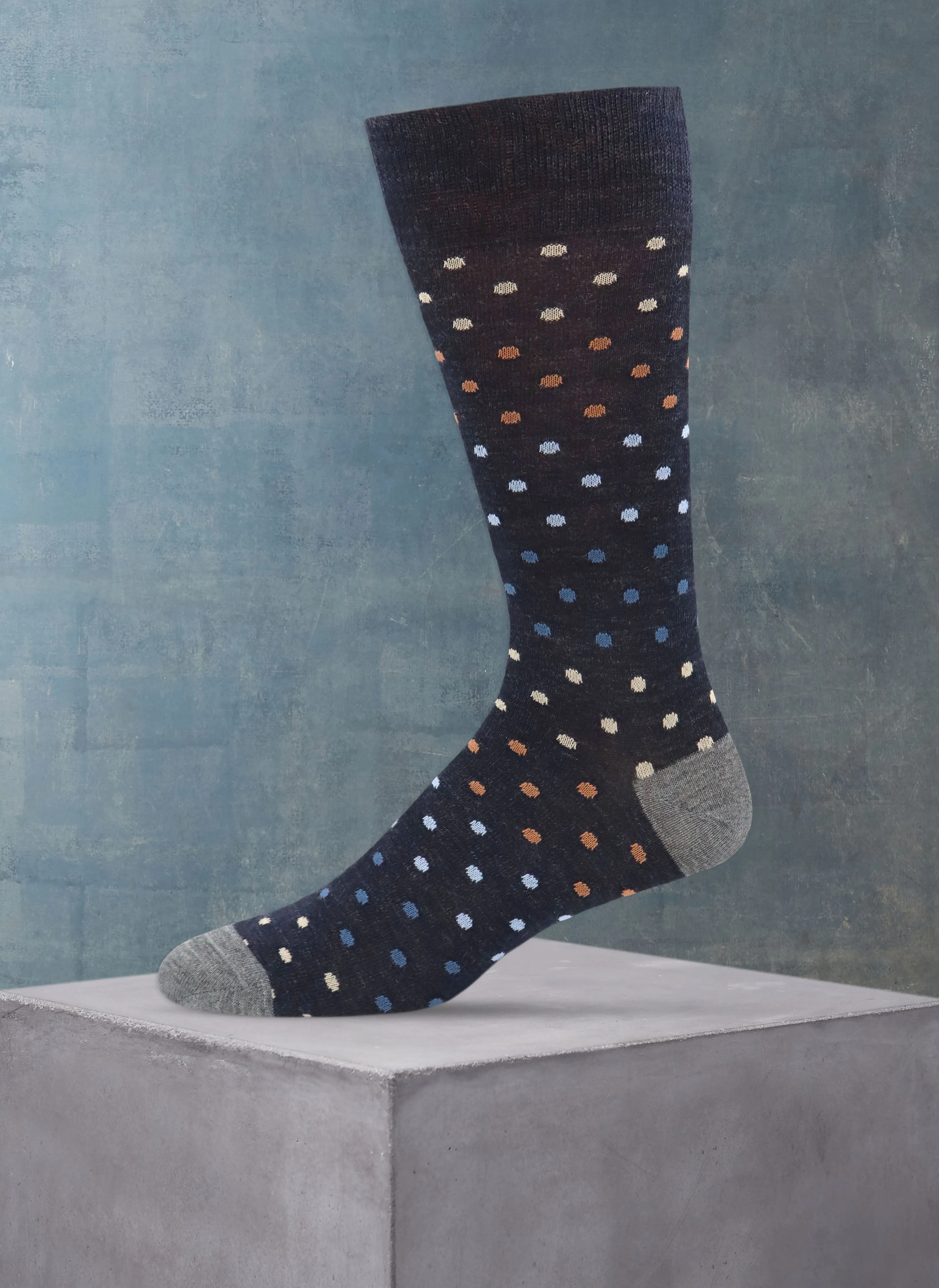 Merino Wool Gradient Dot Sock in Navy