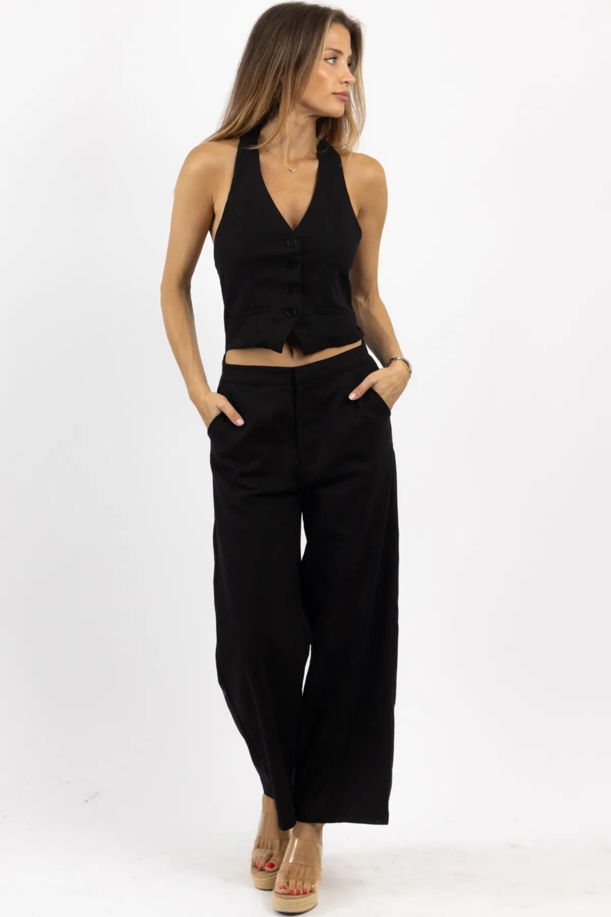 MILO BLACK VEST JUMPSUIT