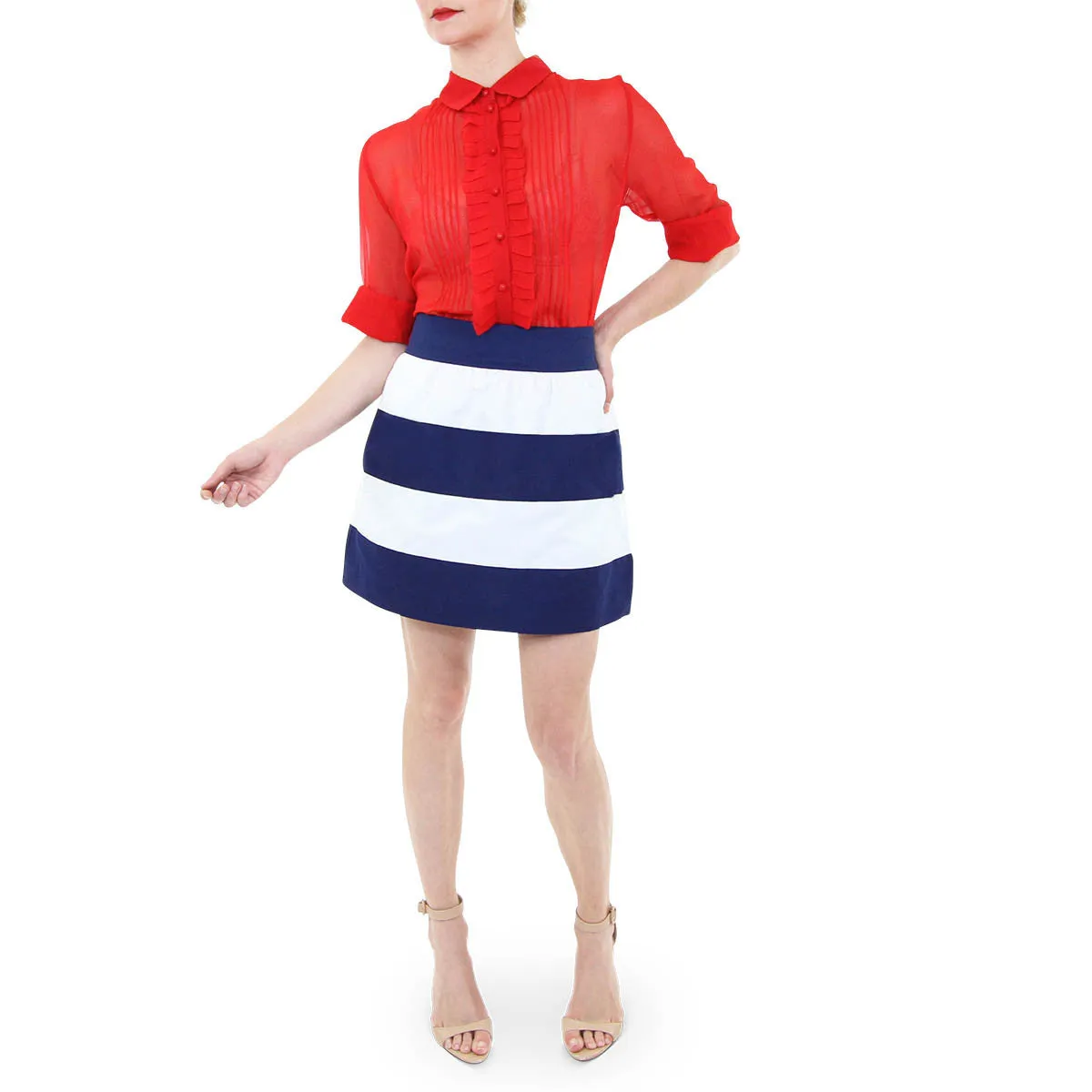 Olivia Skirt - Navy/White Stripe