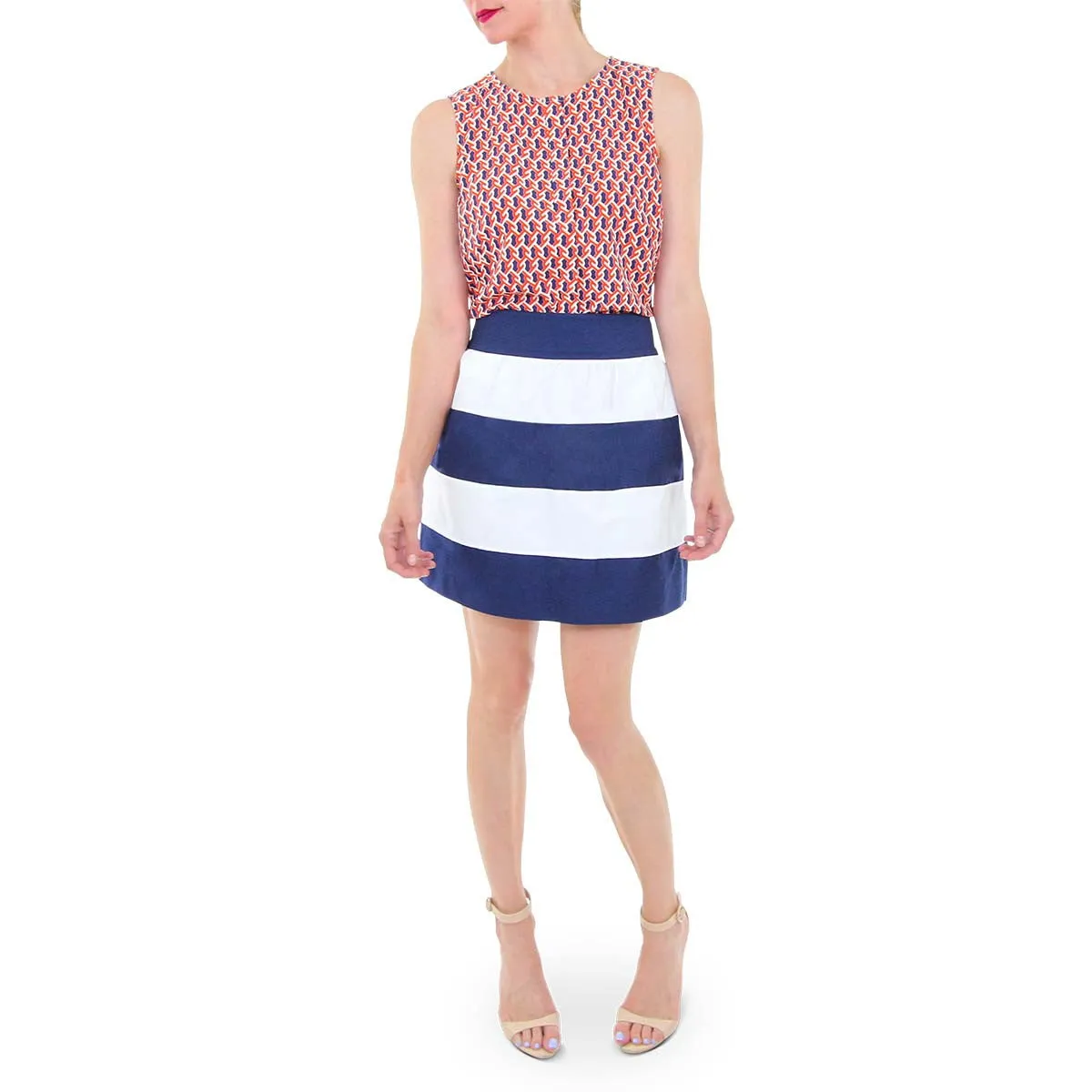 Olivia Skirt - Navy/White Stripe