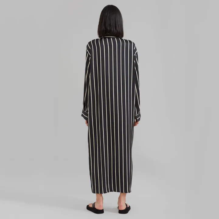 Open Button Collar Shirt Style Line Full Dress J5890
