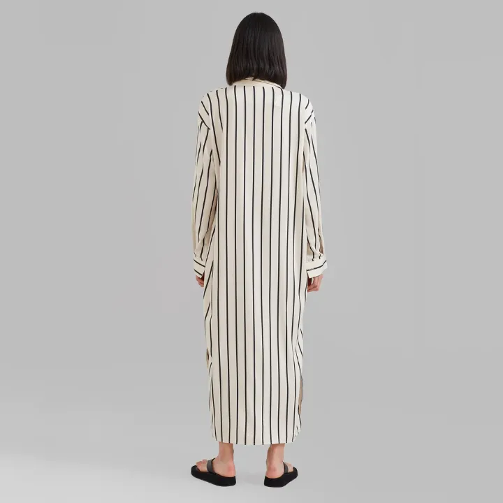 Open Button Collar Shirt Style Line Full Dress J5890