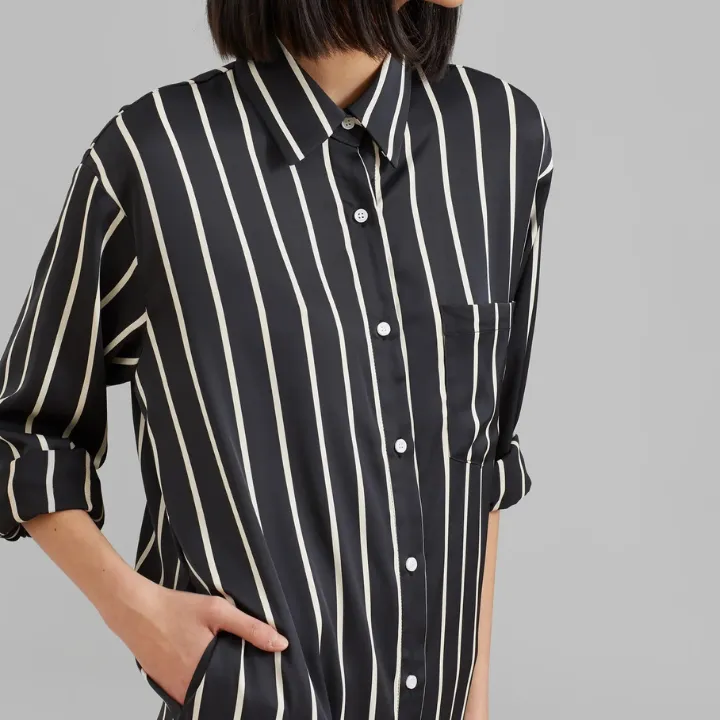 Open Button Collar Shirt Style Line Full Dress J5890