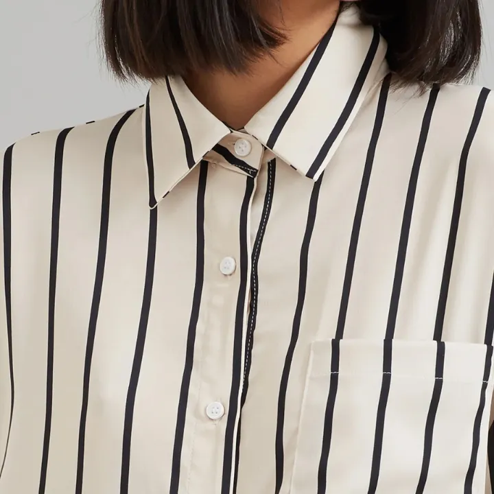 Open Button Collar Shirt Style Line Full Dress J5890
