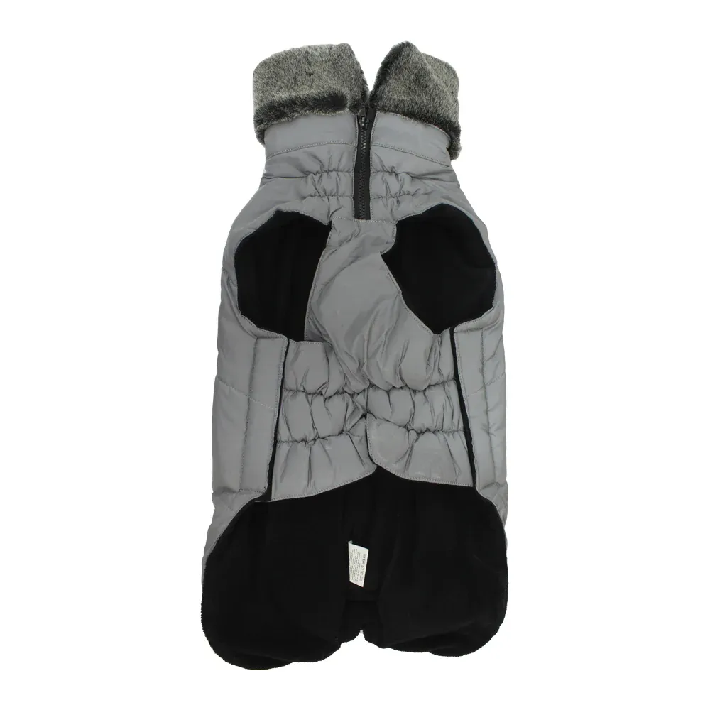 Pawpourri Reflexive Jacket with Faux Fur for Dogs (Grey)