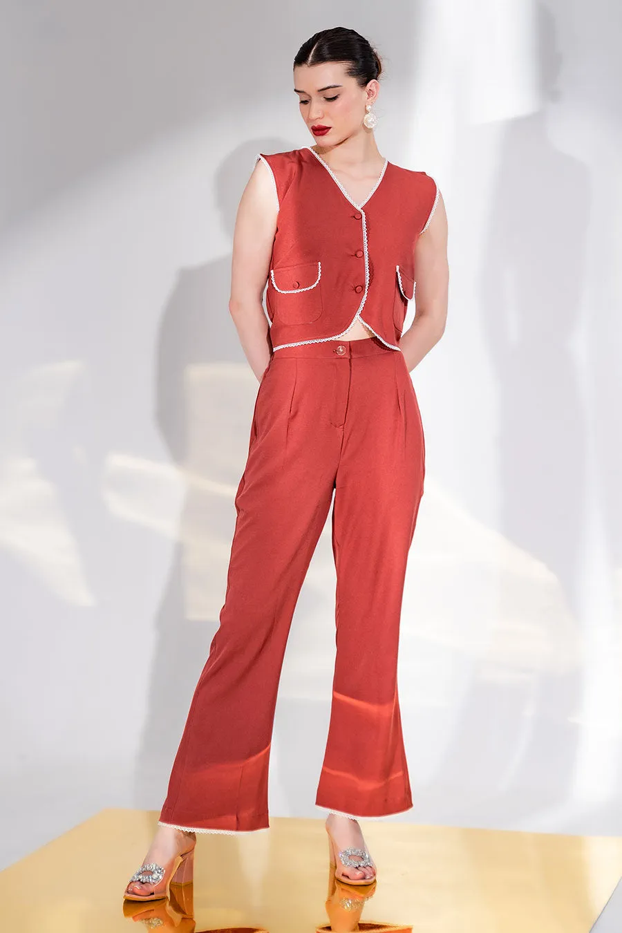 Rust Tyra Vest Top & Pant Co-Ord Set