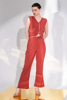 Rust Tyra Vest Top & Pant Co-Ord Set