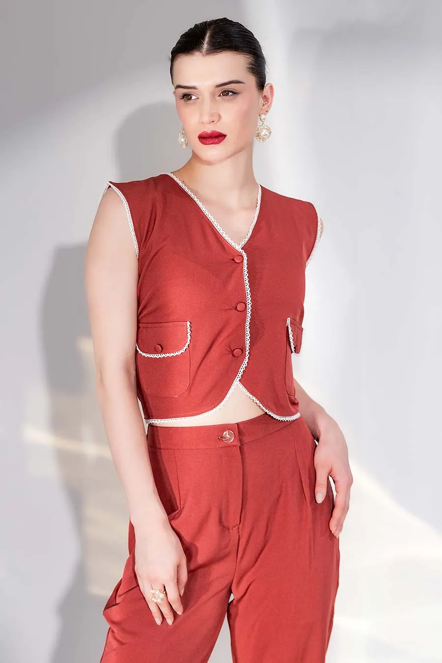 Rust Tyra Vest Top & Pant Co-Ord Set