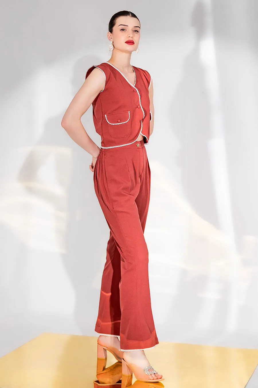 Rust Tyra Vest Top & Pant Co-Ord Set