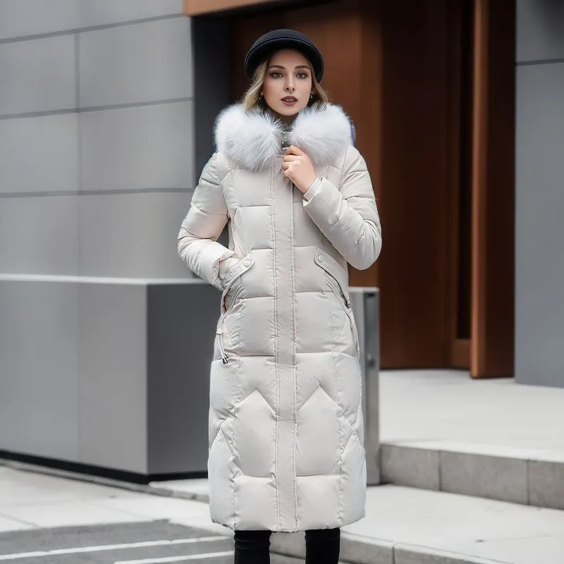 Sandra – Women's Quilted Jacket with Large Fur Collar