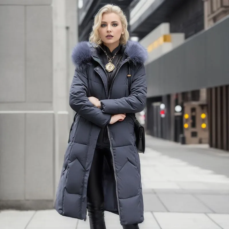 Sandra – Women's Quilted Jacket with Large Fur Collar