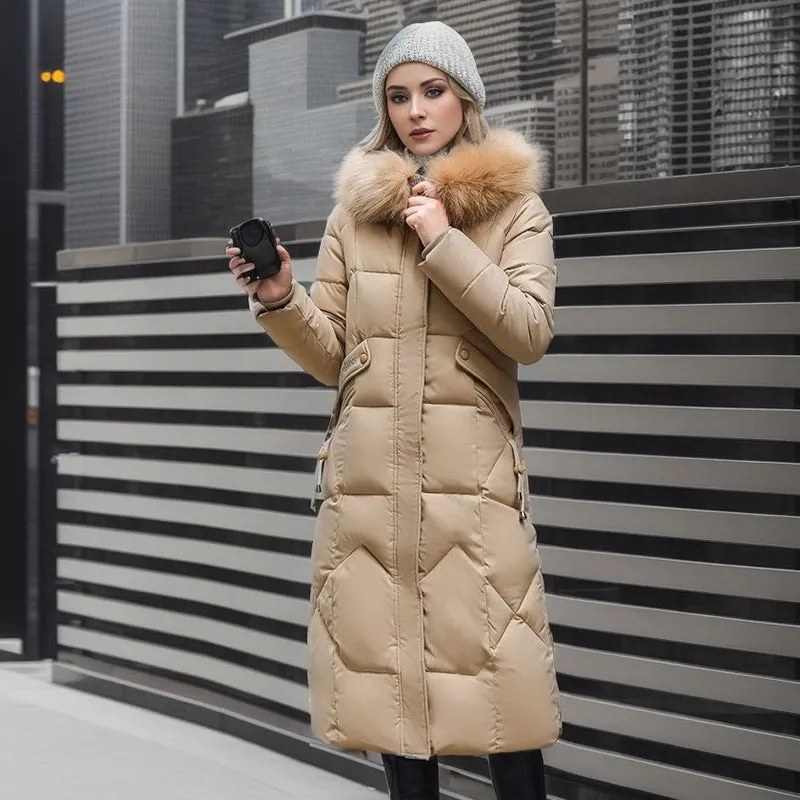 Sandra – Women's Quilted Jacket with Large Fur Collar