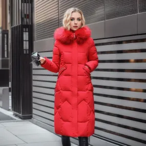 Sandra – Women's Quilted Jacket with Large Fur Collar