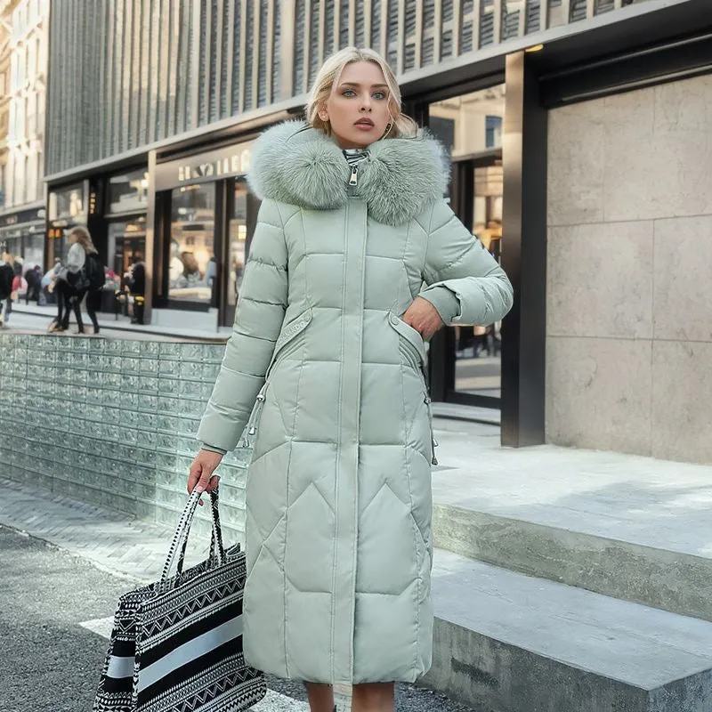 Sandra – Women's Quilted Jacket with Large Fur Collar