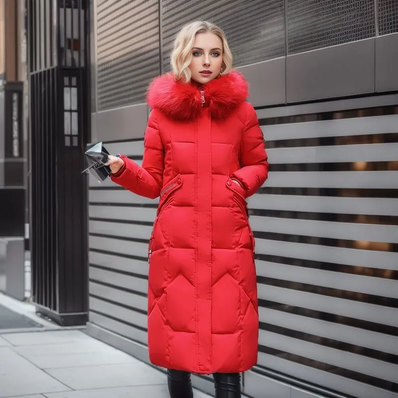 Sandra – Women's Quilted Jacket with Large Fur Collar