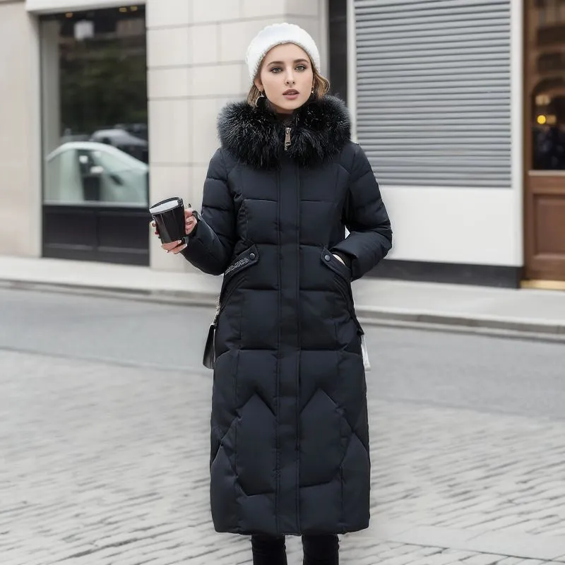 Sandra – Women's Quilted Jacket with Large Fur Collar